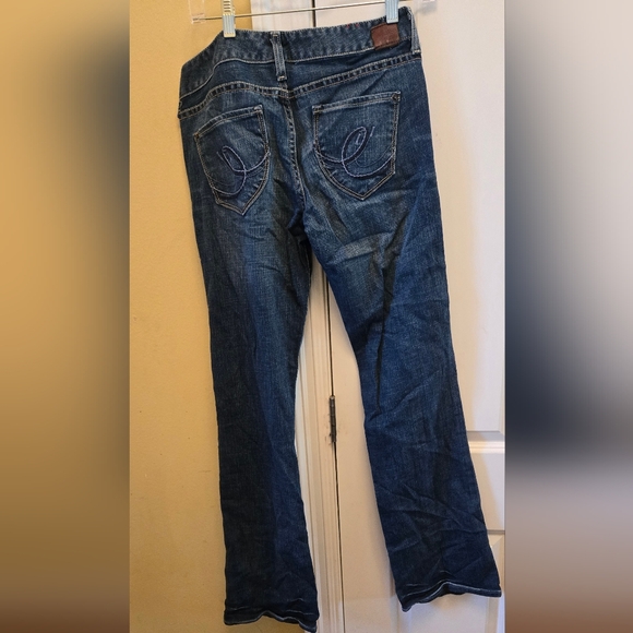 Express X2 Zelda Womens Blue Boot Cut Jeans with Faded Details Size 4L Y2k - Picture 6 of 6